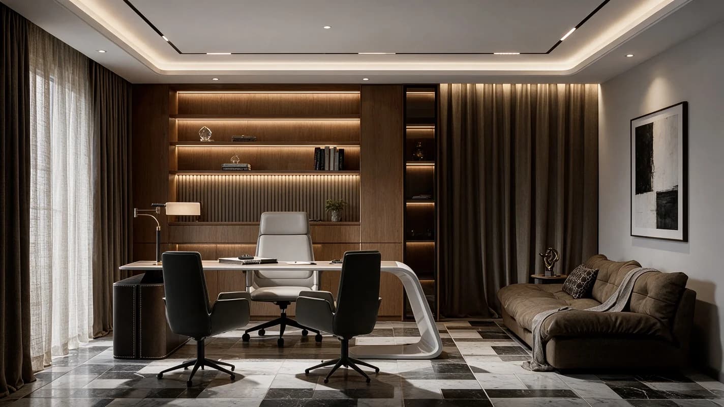 Timber-lined executive study